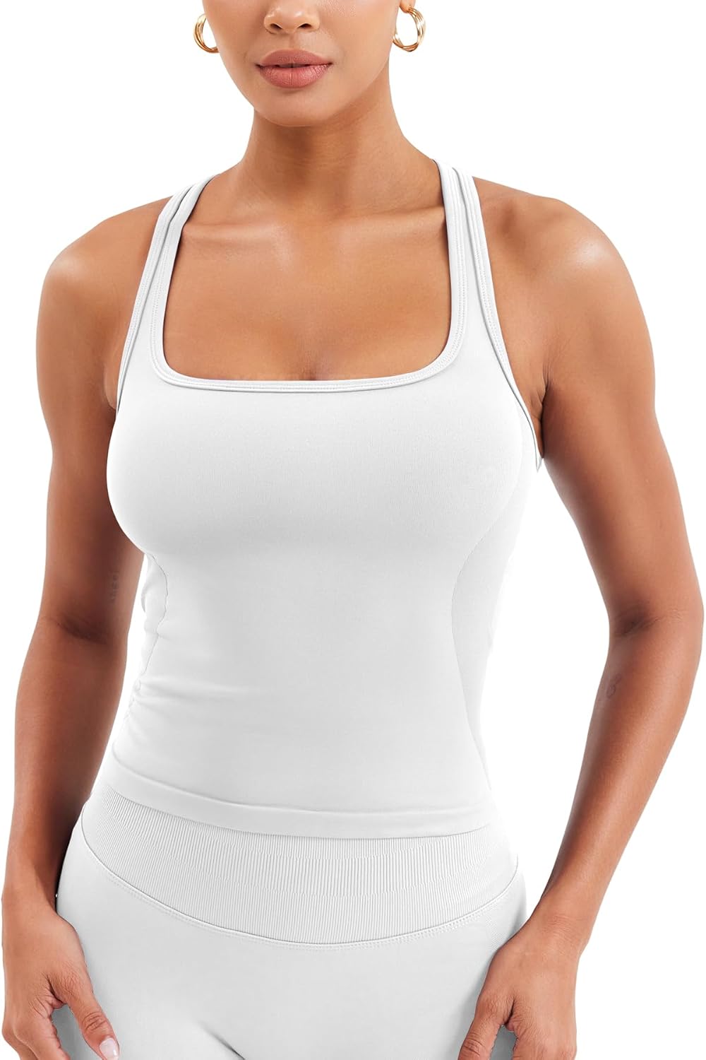 YEOREO Esteile Workout Tank Tops for Women Square Neck Sleeveless Camisole Tops Seamless Racerback Gym Athletic Yoga Shirts