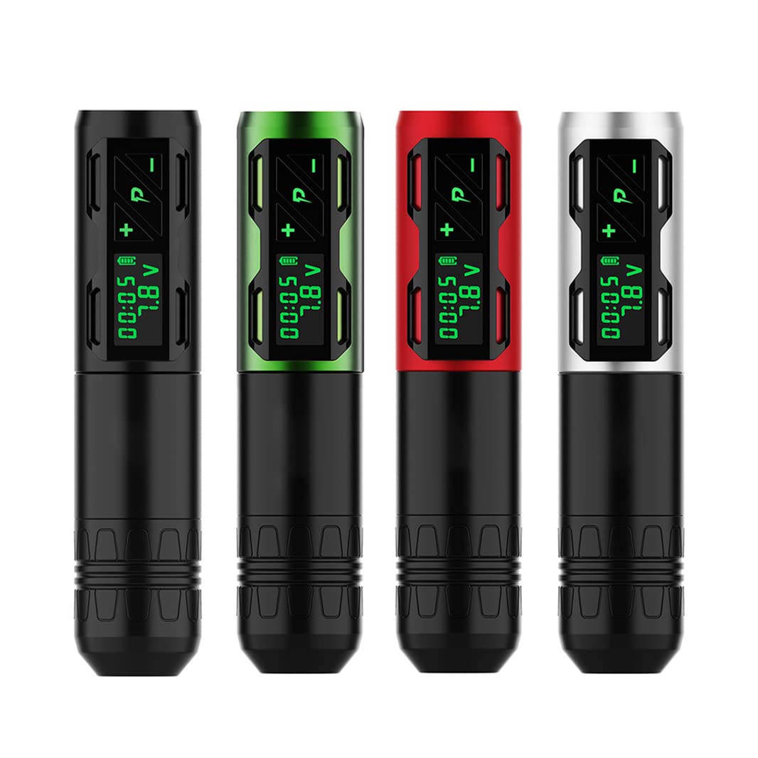 Rotary Wireless Tattoo Machine Pen - Battery Powered Tattoo Pen with LED Voltage Display and Type C Fast Charging, 1800mAh Tattoo Power Supply for Artists and Studio Sessions,Black
