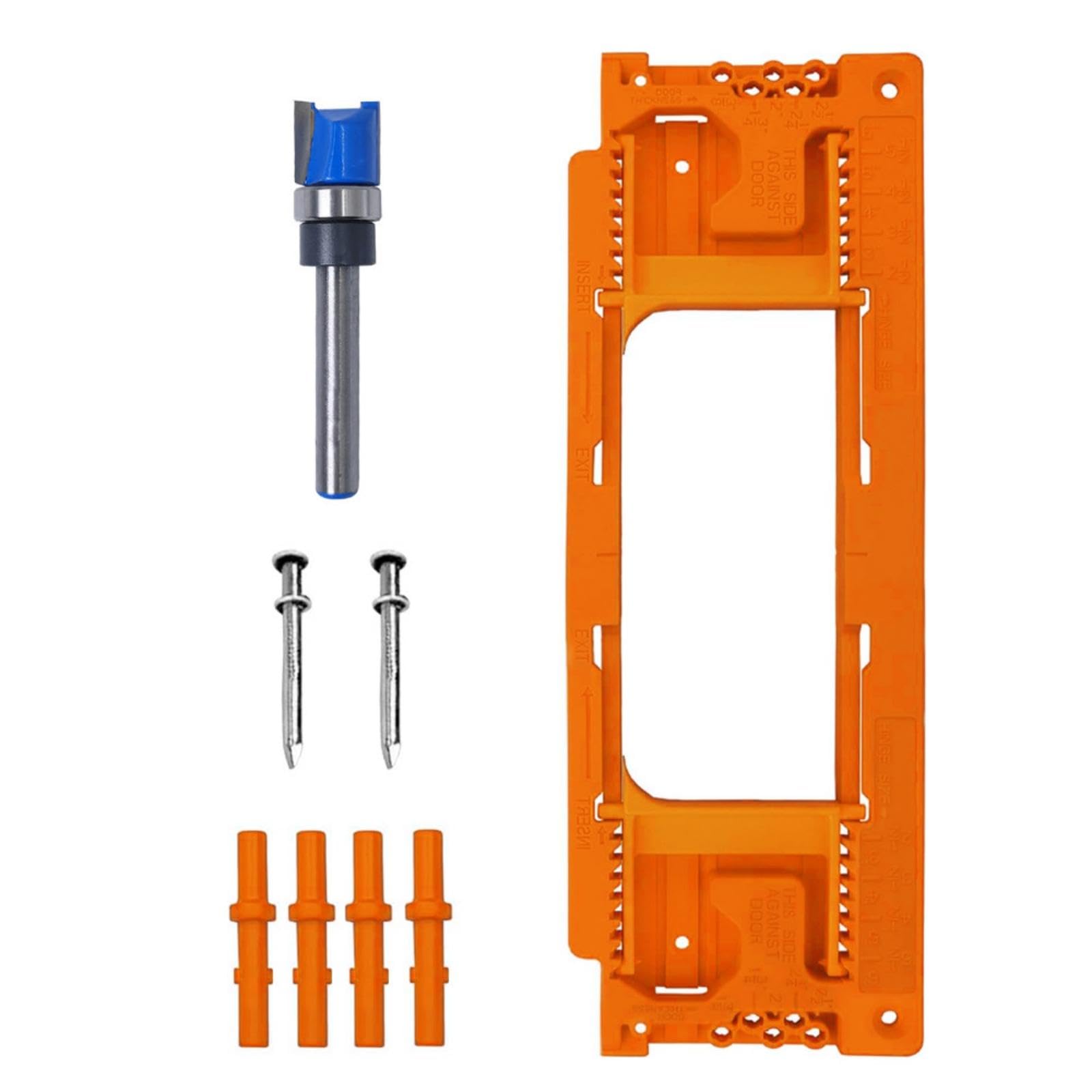Door Hinge Template with Router Bit Adjustable Door Hinge Router Template Accurate for Carpenters, Woodworkers, Carpentry, Workshop Orange-picture-13