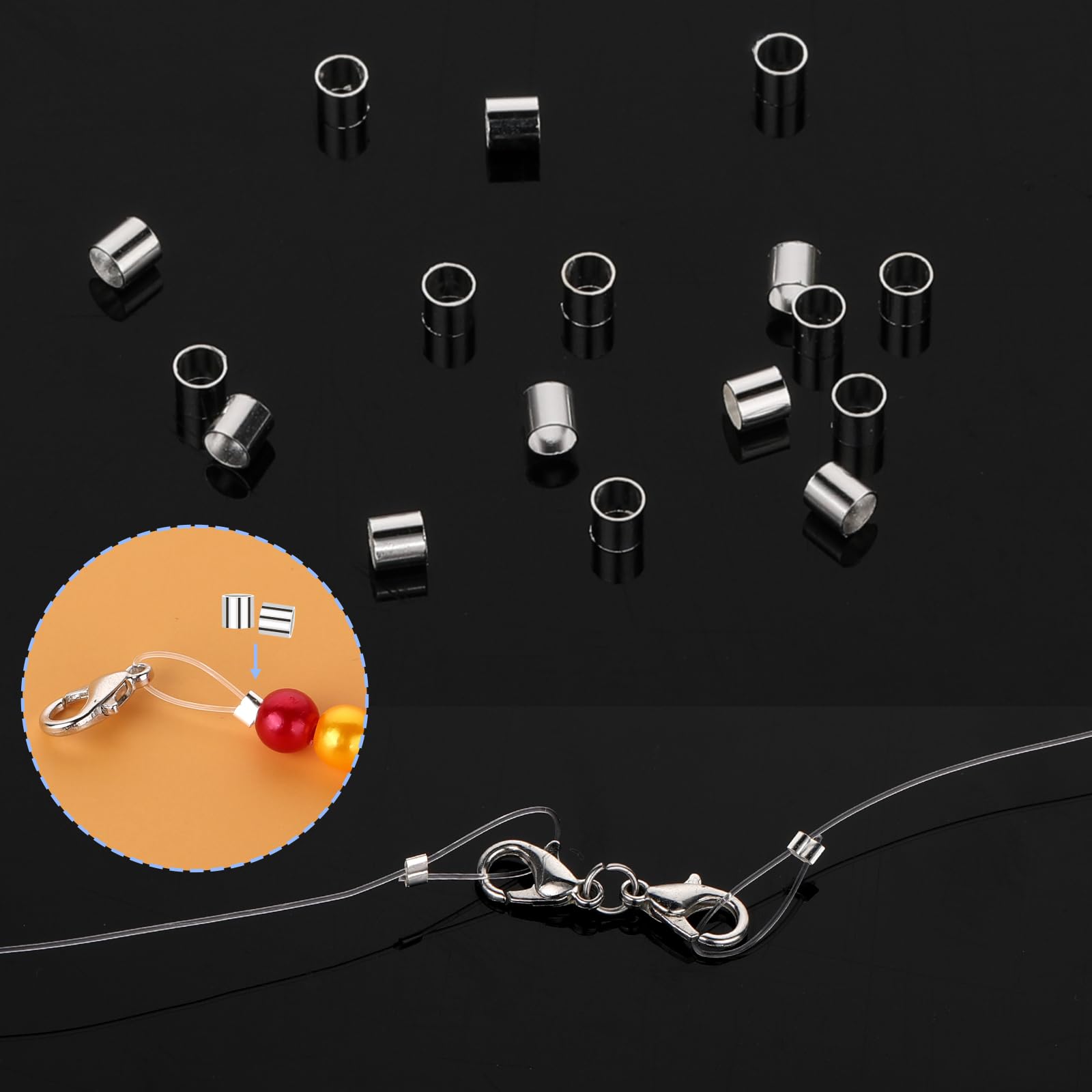 Pj 500 Pièces Tube à Sertir Perles Accessoires Pour Collier Stoppeur Perles D'espacement Bricolage Fabrication De Bijoux Fournitures Tl804 (couleur : 6, Taille : 2 Mm