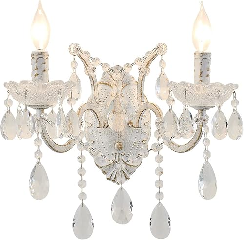 Miniatura 6 de YLONG-ZS Aplique de pared de cristal blanco, iluminación moderna de la sala de estar del dormitorio de la lámpara de pared de la sombra de las gotas