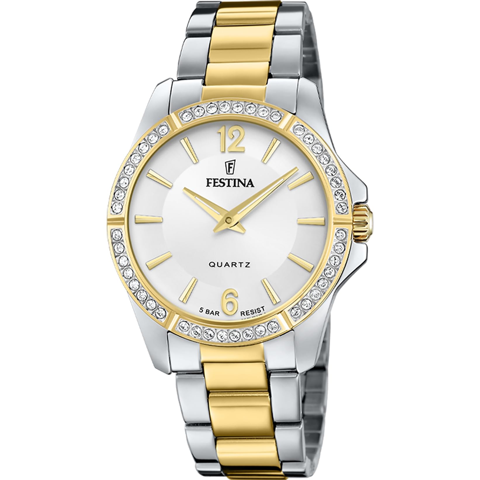 Festina Damenuhr Analog aus Edelstahl 316l Multi | Quarzwerk, Widerstandsfähiges Mineralglas, Wasserdicht 5 ATM F20594/1, Mademoiselle