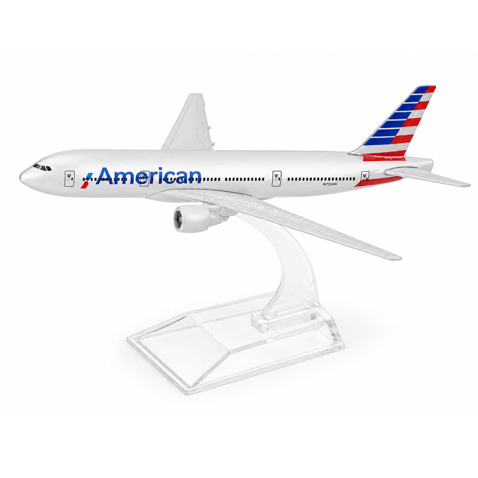 Foliono Model Plane, 1/400 Diecast 777 Airplane Model with Stand (American)