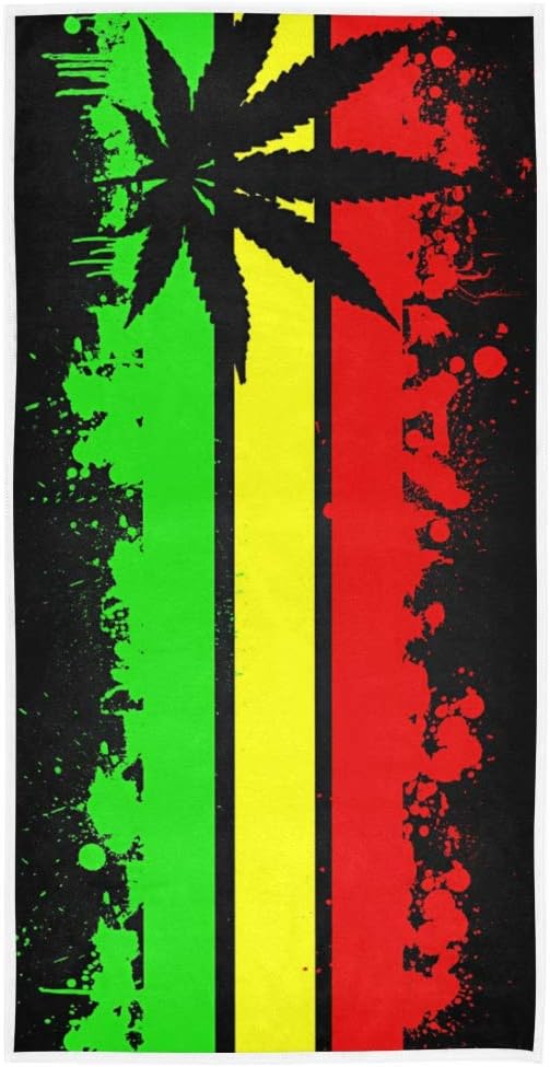 Rasta Jamaican Flag Hand Towels Weed Leaf Grunge Flag