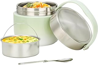 VINATO Thermal Lunch Box 1.2L Insulated Lunch Box Bento Box Stainless Steel Leak-proof BPA-Free with Spoon – for Office, S…