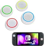 DLseego 4PCS Poignées de pouce conçues pour le commutateur Nintendo 2 (2025), Soft Silicone Joycon Contrôleur analogique Protection antidérapante Bouton Joy Con Bonnets de joystick Couvertures, Circle - noir