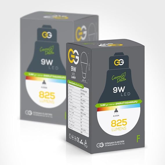 Günsan 10'lu LED Ampul 9W Gün Işığı E27 (4000K 220-240V)