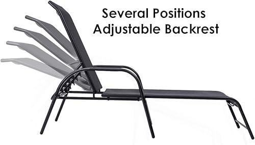 Miniatura 5 de Giantex Tumbona de patio al aire libre, sillas de salón ajustables, muebles de asiento de patio, 5 posiciones ajustables, tumbona para patio trasero