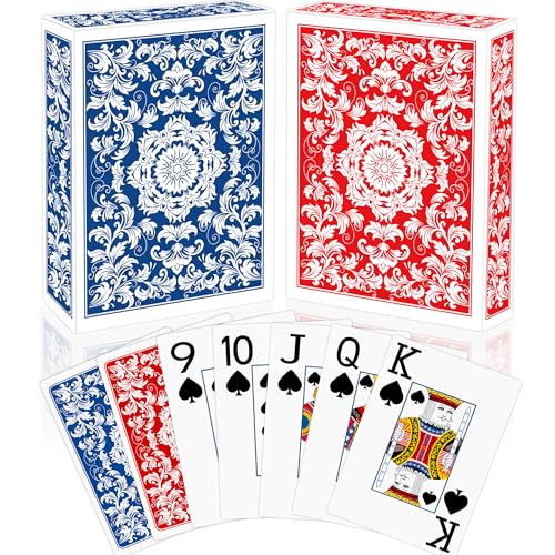 Metsyth Playing Cards,Deck of Cards,Playing Card 2 Pack,Poker Cards Set,Jumbo Large Print Playing Cards for Adults Seniors,Card Games for Family Game Night Party (Blue and Red)