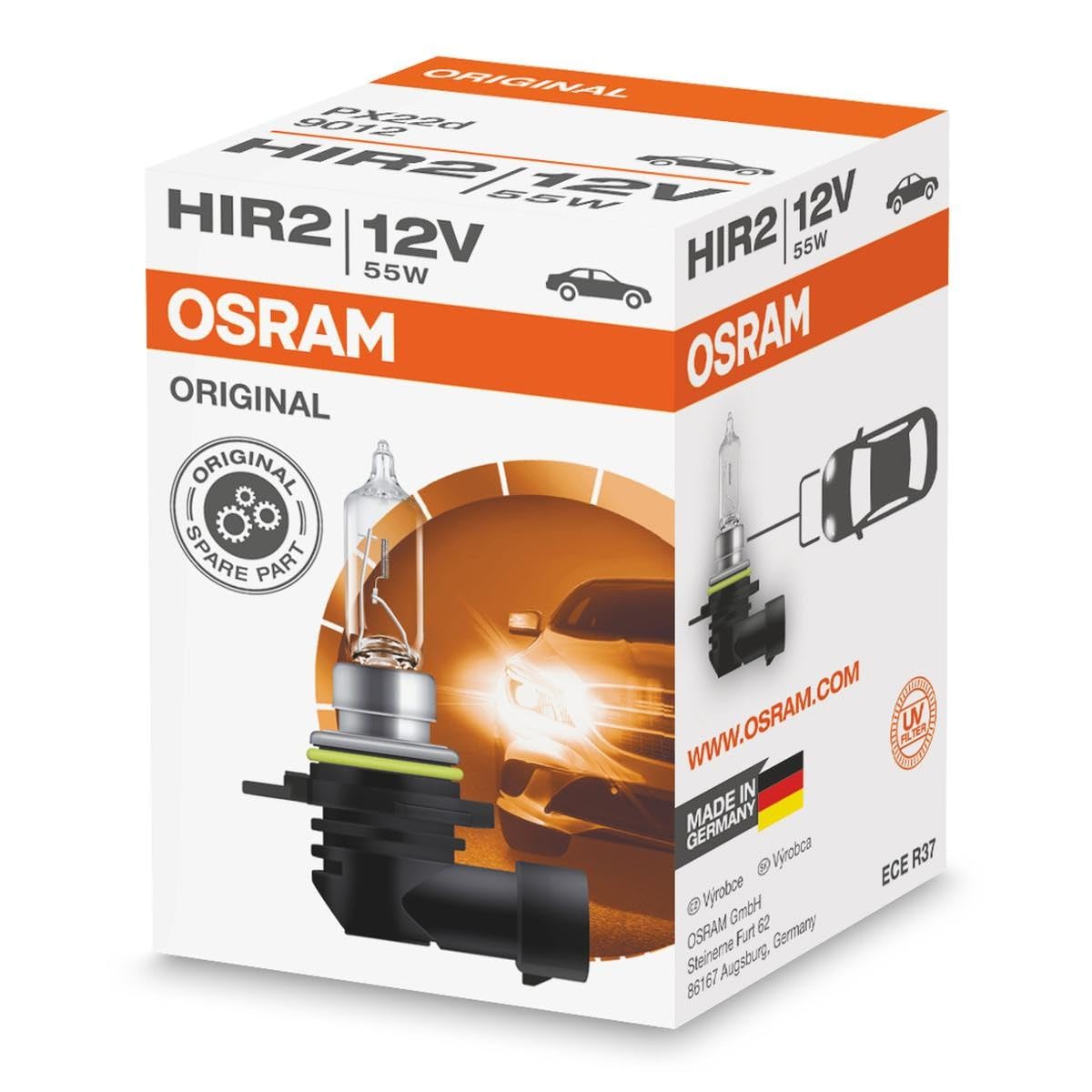 OSRAM HIR2 Lampadina faro di profondità 55W 3200K Abbagliante Alogeno 9012