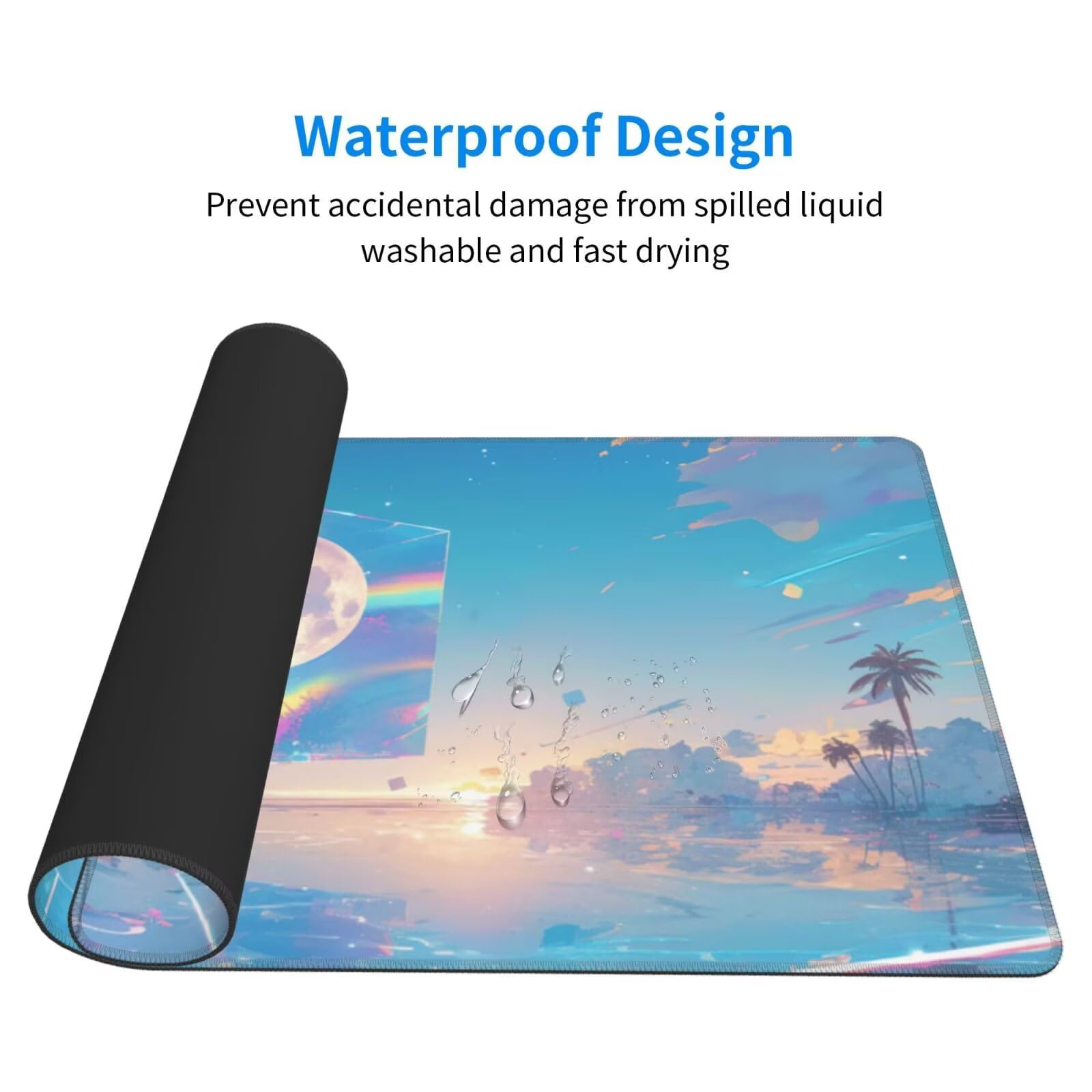 Alfombrilla de Ratón Gaming Grande XXL 1400x600x4mm con Bordes Cosidos, Tela de Micro Tejido, Base Goma Antideslizante y Mouse Pad, para Teclado Jugadores Escritorio, PC, Oficina Cristal de Luna Y6232