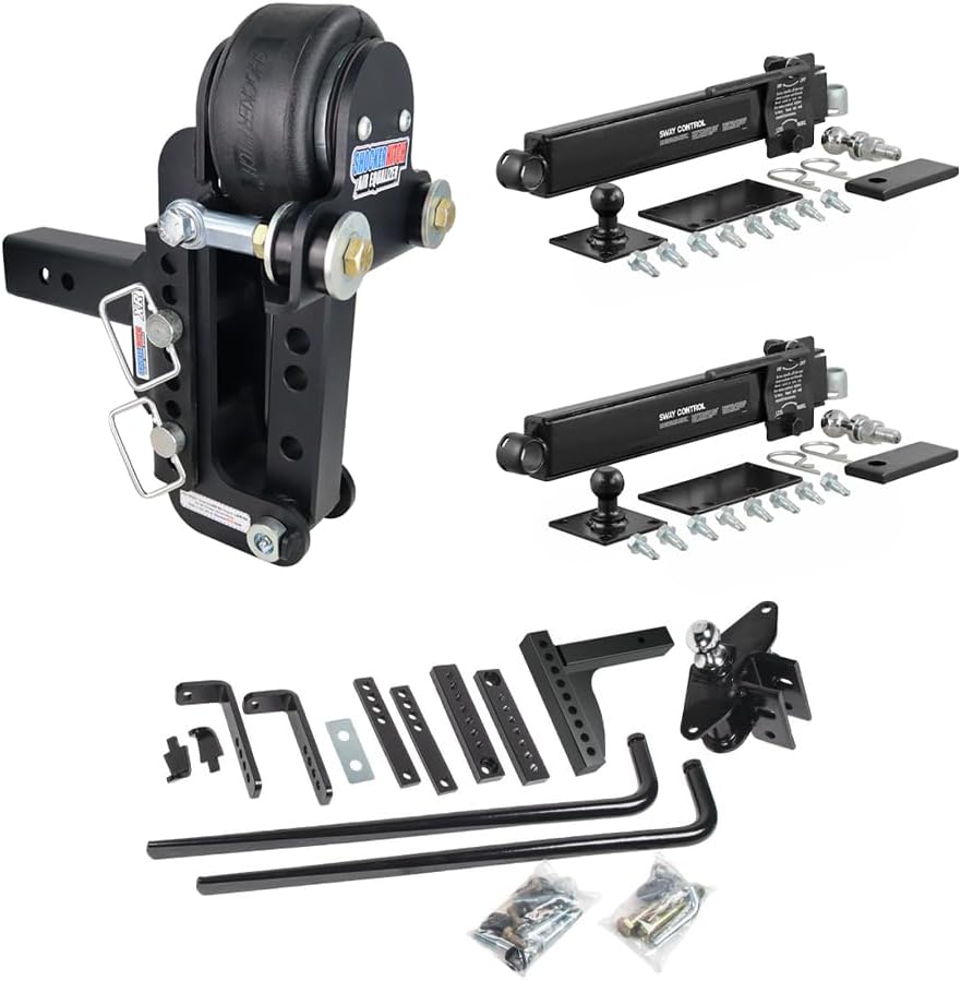 Shocker Air Equalizer & Sway Control Round Bar WD Hitch, Fits 2" Hitch 5" Rise 2" Drop