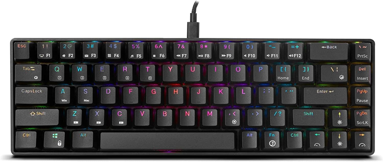 Ozone Gaming OZTACTICALUS – Mini Teclado Gaming mecánico 65%, Bluetooth y USB, switches Outemu Red, antighosting, LED RGB, Layout US, Color Negro 7
