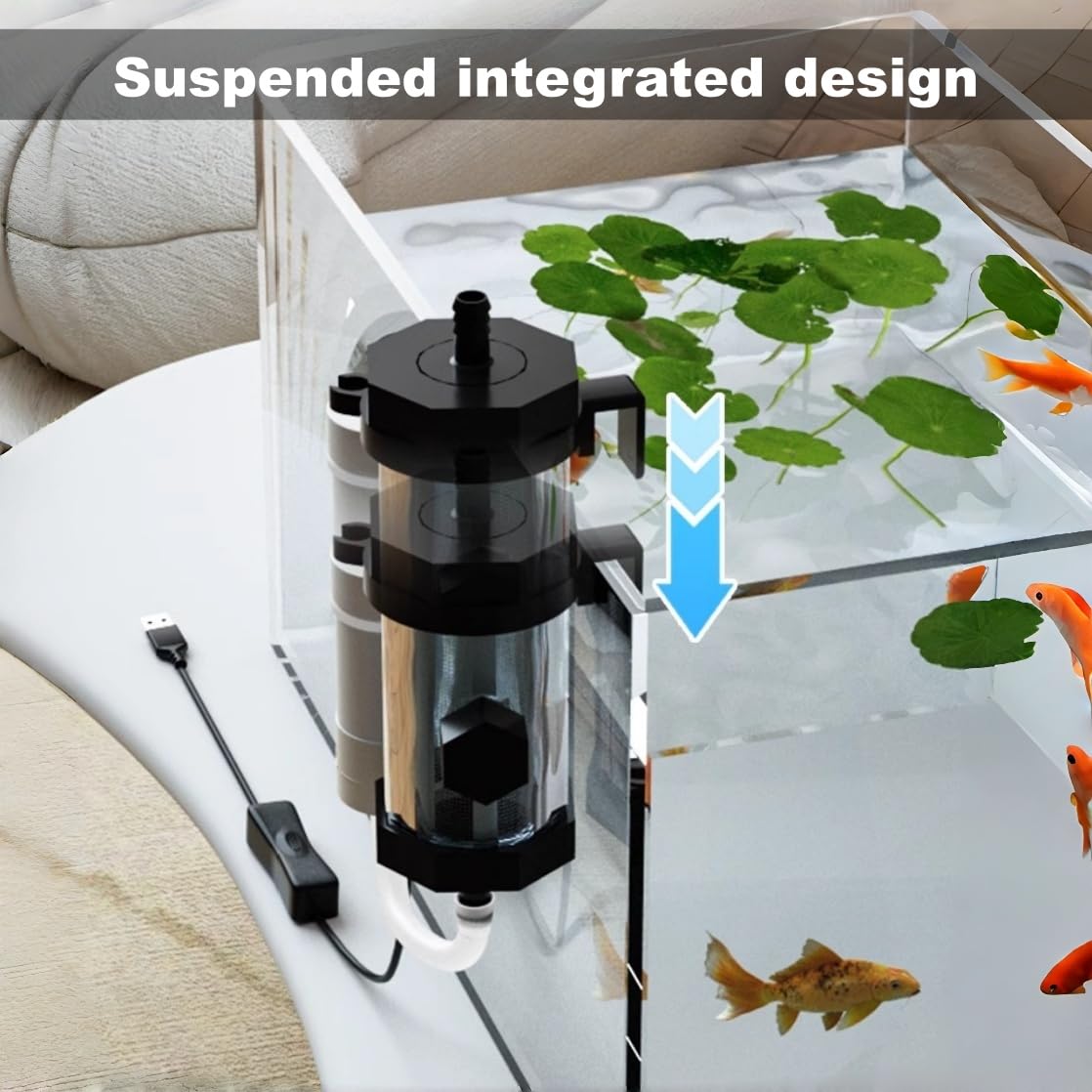 Guangyu Kit Eléctrico de Limpieza para Acuario – Sifón Aspirador USB con Diseño de Sifón, Herramienta para Cambio Rápido de Agua y Limpieza de Grava, Ideal para Agua Dulce y Marina (2 Metros)