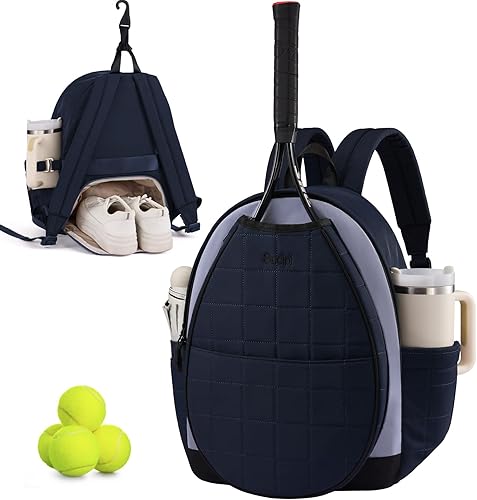 Miniatura 13 de Sucipi Bolsas de tenis para mujeres, Mochila bolsa acolchada para raqueta de tenis para raqueta de tenis, palas de pickleball, bádminton Verde