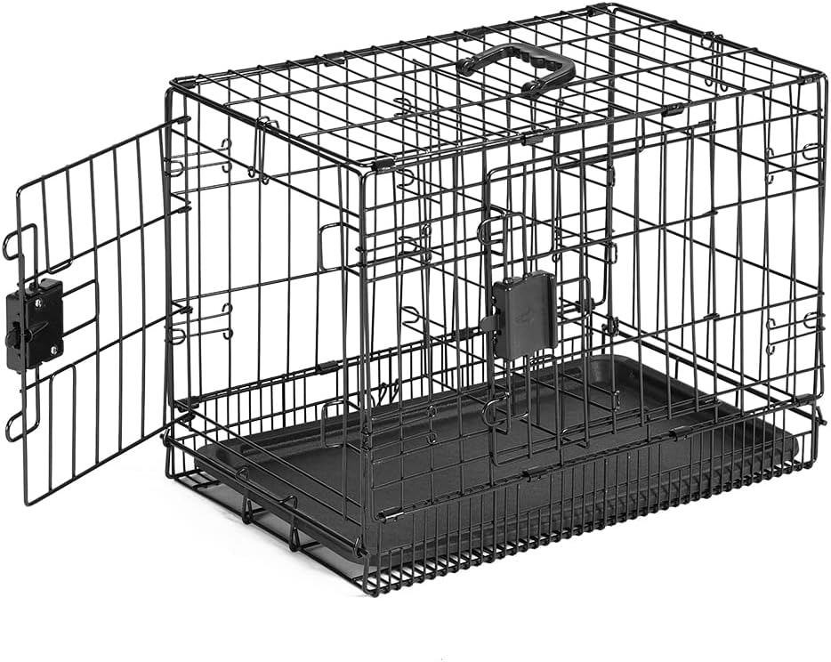  Basics Foldable Metal Wire Dog Crate with Tray, Single Door, 42 Inch : Pet Supplies