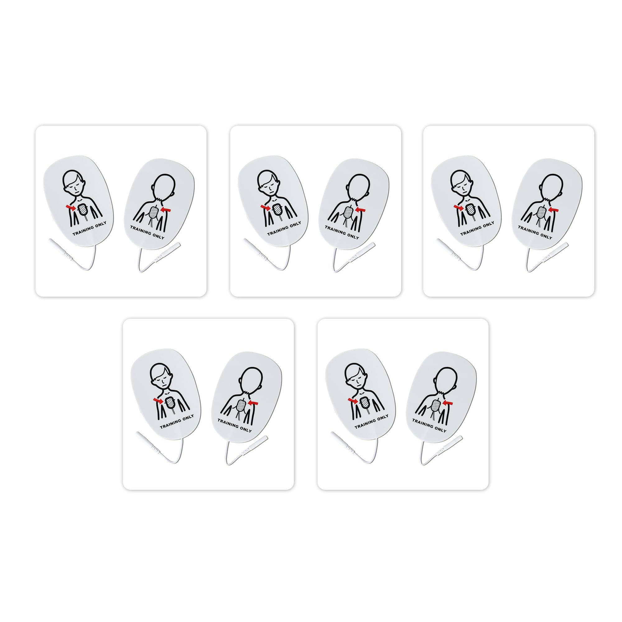 XFT AED Trainer Pads - Pack of 5 Replacement Electrode Pads for Exercise Trainer Compatible with XFT-120C, XFT-120C+, XFT-d0009, XFT-120GA (Kids)
