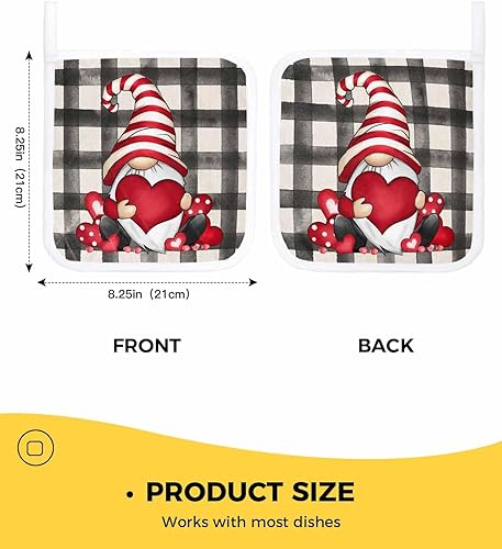 Miniatura 3 de 2 Packs Valentine's Buffalo Pot Holders Sets for Kitchen,Oven Pan Plate Bowl Pads Heat Proof Mat with Hanging Loop,Terry Cloth Potholders Soft Grip
