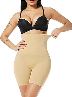 KROYWEN Women's Tummy Tucker High Waist Shapewear with Anti Rolling Strip Tummy Control Panties (Free-Size Fits 30-38 Wais...