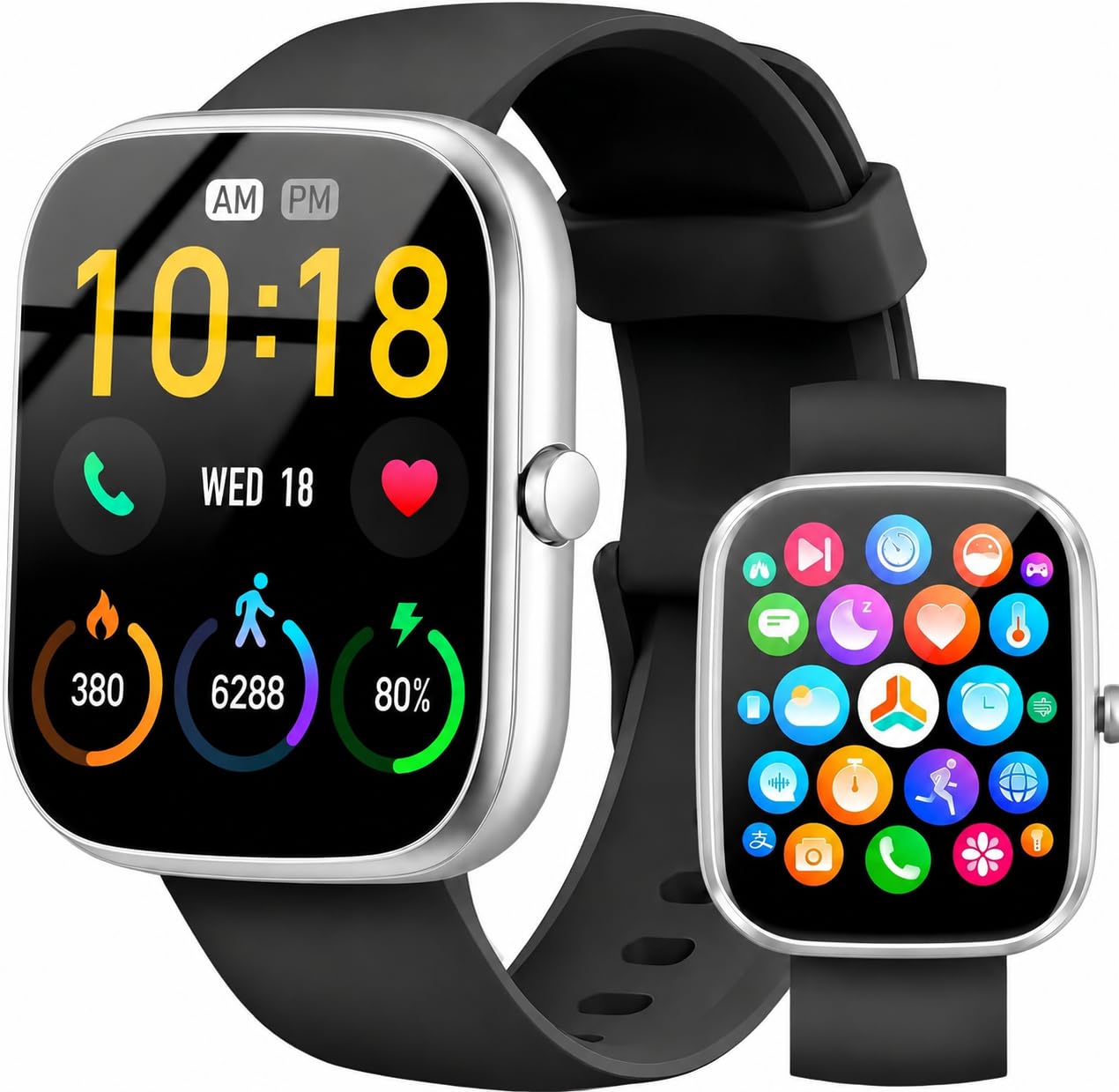 2026 Smartwatch Uomo Donna, 100+ Sportive Fitness Tracker con Sonno Contapassi Cardiofrequenzimetro, 1.91" Smartwatch con Effettua/Risposta Chiamate, Impermeabil IP68 Smart Watch per Android/iOS