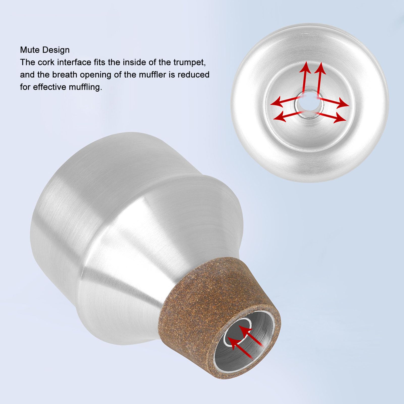 RiToEasysports Silenciador de Trompeta, Silenciador de Práctica de Trompeta de Aleación de Aluminio con Corcho para Interpretación Sinfónica Orquestal de Jazz (SILVER)