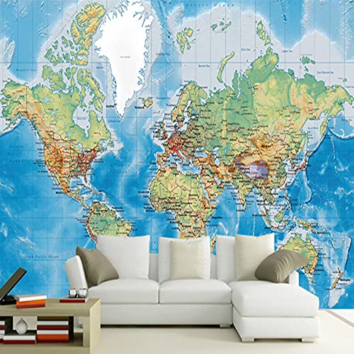 XTSWallpaper Papel Tapiz Mural Papel Pintado Personalizado, 200X100Cm Patrón De Mapa Azul Papel Pintado Impermeable De Pvc Autoadhesivo Impresión Digital 3D Imagen De Póster Hd Talla: