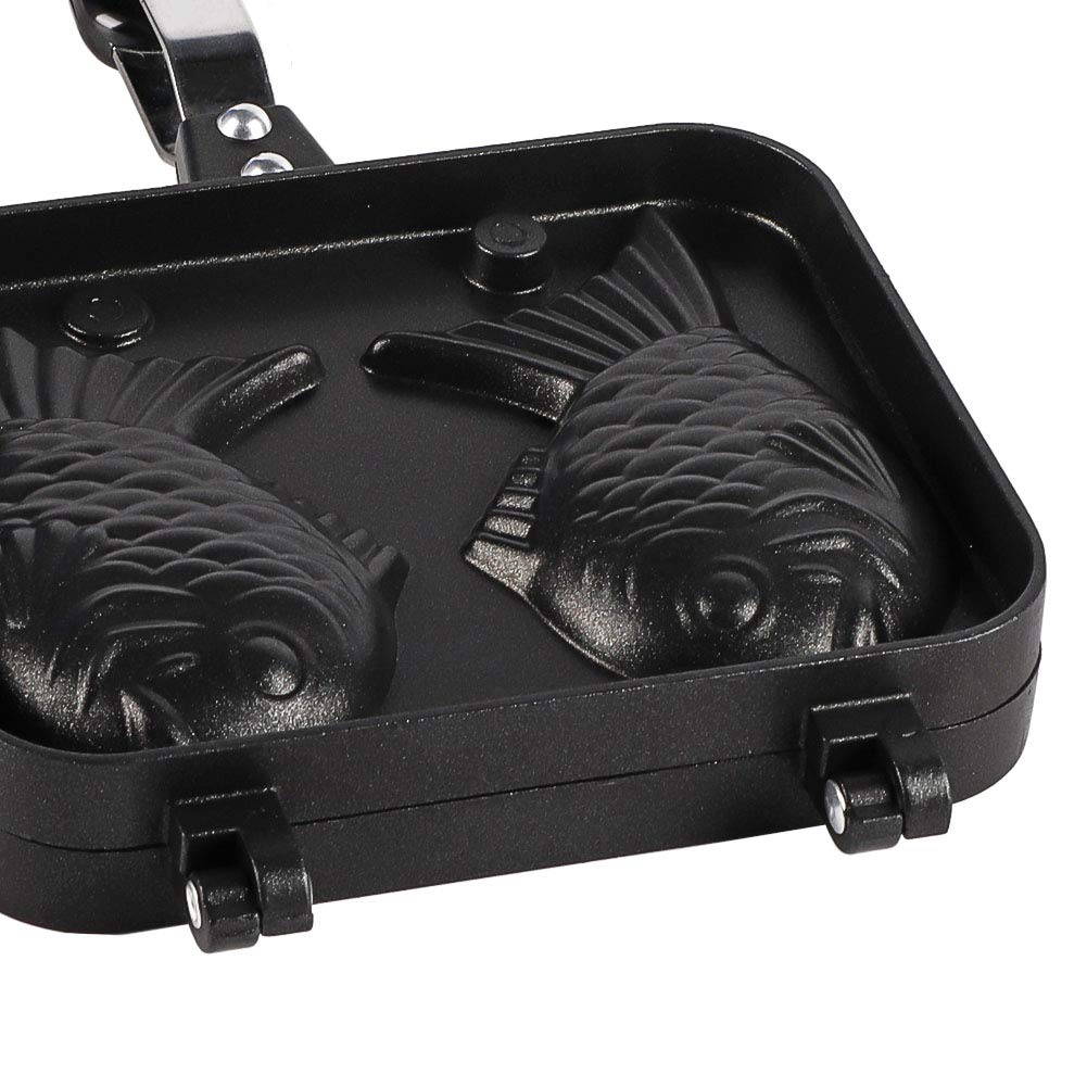 Yctze Taiyaki-Pfanne Elektrisch 38x19x4 cm Antihaftbeschichtetes Backgeschirr Fischform Edelstahl