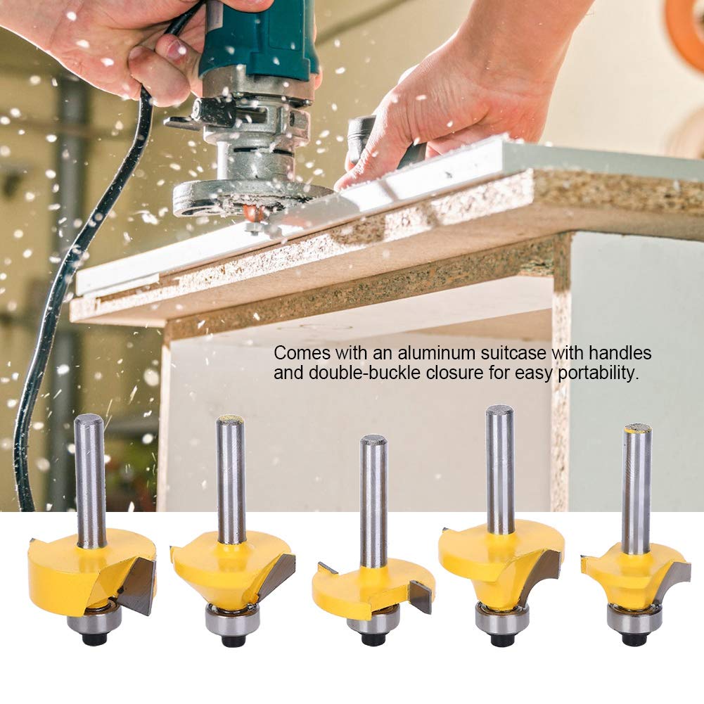 GOTOTOP Set di 24 frese per fresatura con codolo 1/4", per falegnameria, accessori per tavole di fiori, legno duro, legno tenero