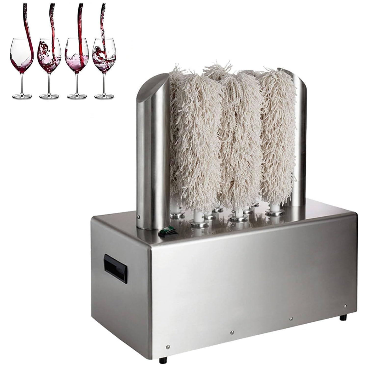Lucidatrice Elettrica per Vetro,Asciugatrice Elettrica Commerciale Semiautomatica,Macchina Lucidatrice Bicchieri E Bottiglie,300/330 Tazze/Ora,Acciaio Inox 304 per Enoteche Cucina 8heads