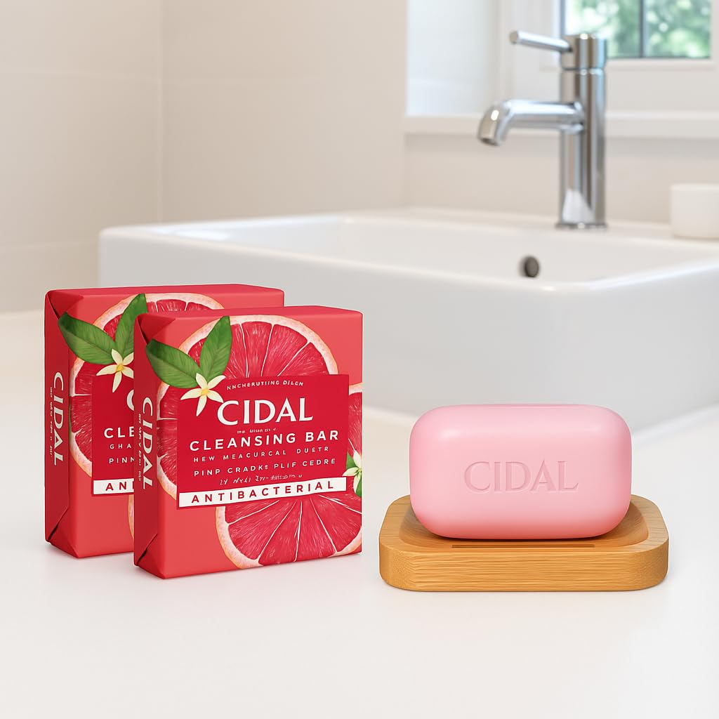 Cidal Pink Grapefruit Cleansing Bar Soap Bar, Antibacterial