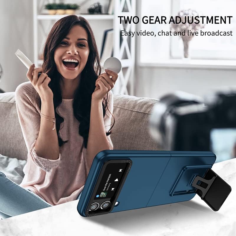 Miniatura 3 de Asuwish Funda de teléfono para Samsung Galaxy Z Flip 3 5G 2021 y cubierta de cámara deslizante con soporte delgado protector móvil duro híbrido