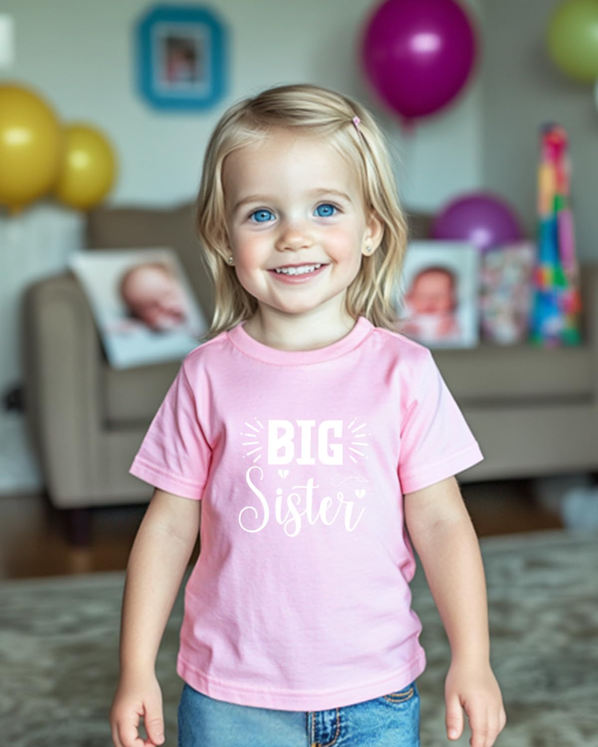 Habudda Big Sister Shirts for Girls Gifts Promoted to Big Sister Announcement Shirt Toddler 2-8T Short Sleeve Cotton T-Shirt - Image 2