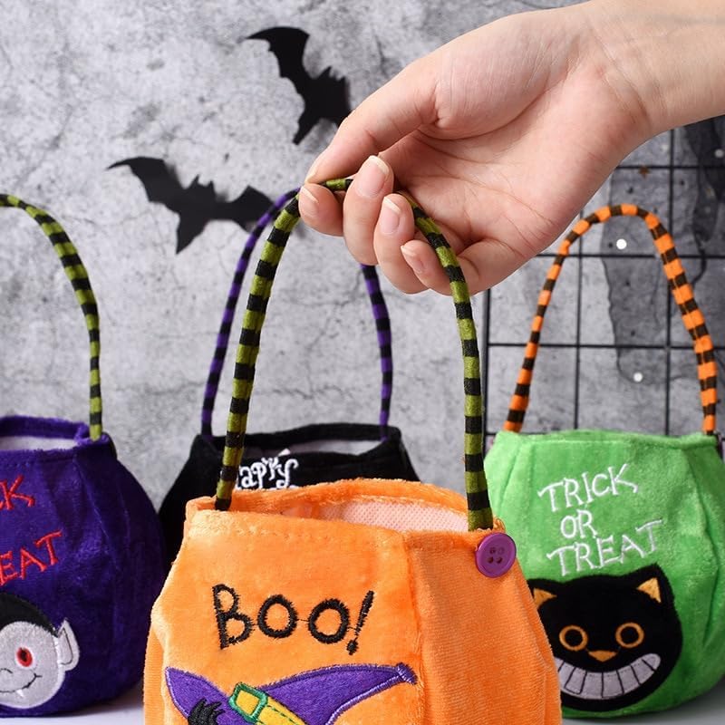 Gift Bags 5/20Pcs Halloween Candy Bag Favor Portable Pumpkin Bag Children Party Favor Scene Layout Props Gift Cloth Bag (Color : Pink, Size : 5PCS_13X25CM)