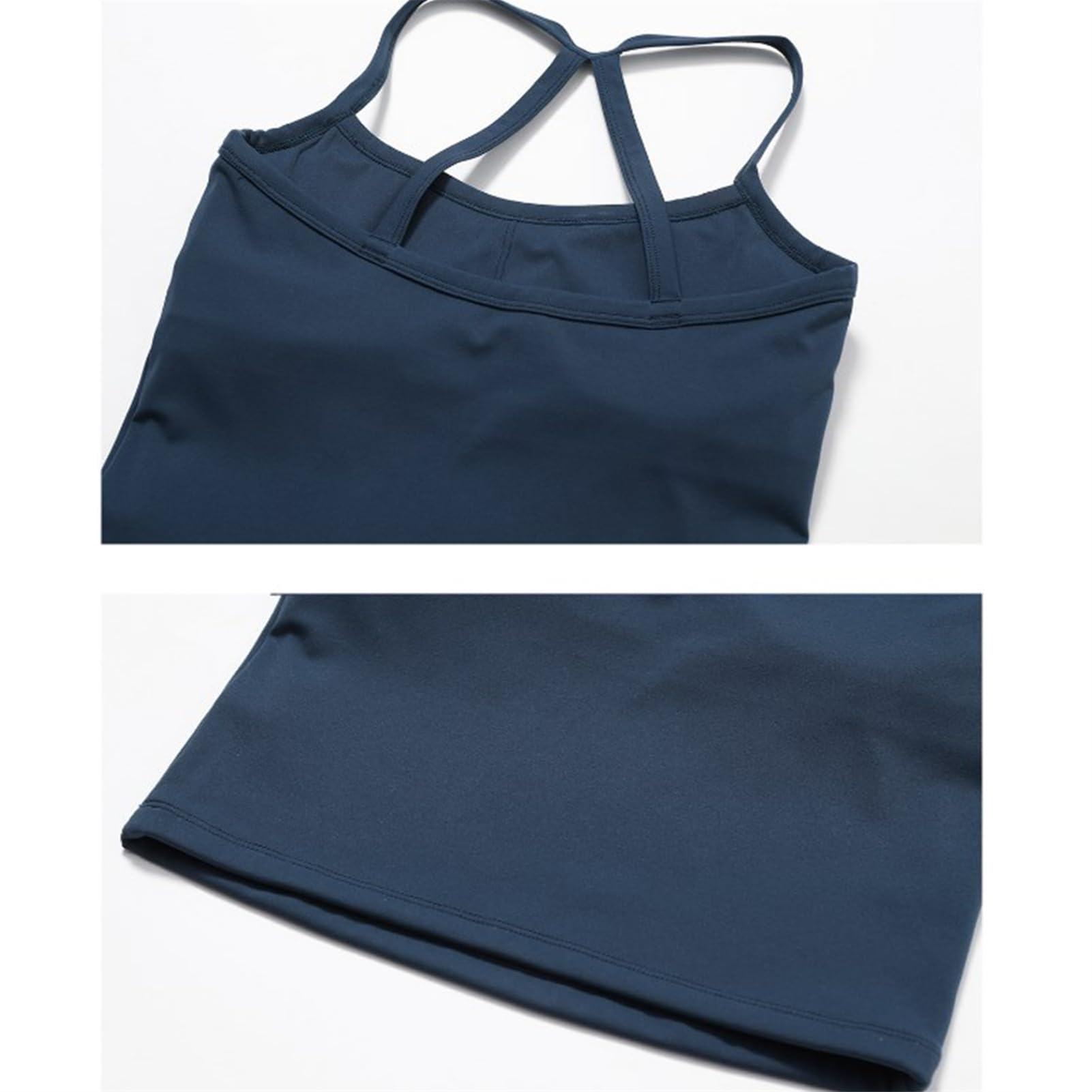 Damski 2-częściowy zestaw dresowy na ramiączkach, dopasowany tank, top top, wysoki stan, spodenki treningowe, niebieski, S, Niebieski, S