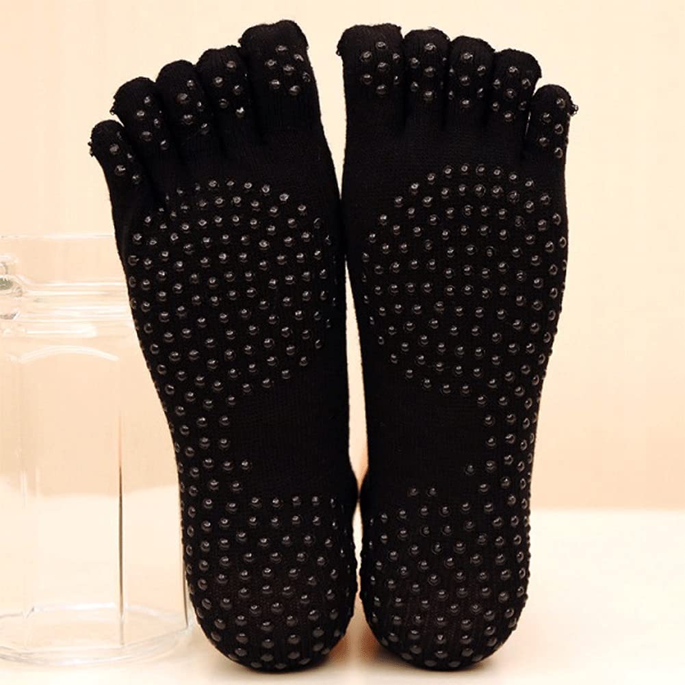 1 par de calcetines de yoga para hombre, con puños antisudor, transpirables, antideslizantes, para gimnasio, fitness, ballet y pilates (color: gris claro: -7-9.5 UK-6-8.5)