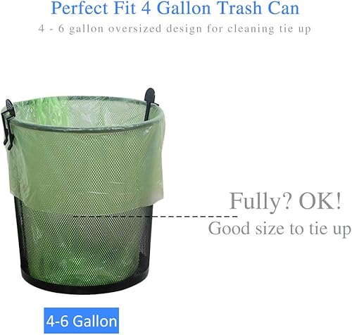 Miniatura 5 de Bolsas de basura pequeñas de 4 galones, biodegradables, sin perfume, resistentes a desgarros y fugas, ecológicas, compostables, para oficina, baño,