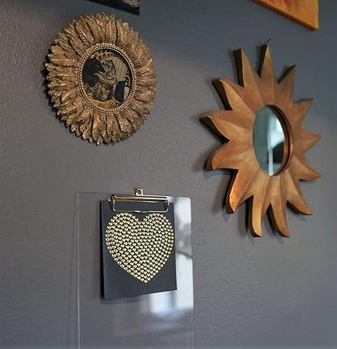 Miniatura 4 de UNIQOOO Paquete de 2 portapapeles de acrílico transparente grueso con clip de acabado dorado brillante, perfecto para amantes de las artes modernas