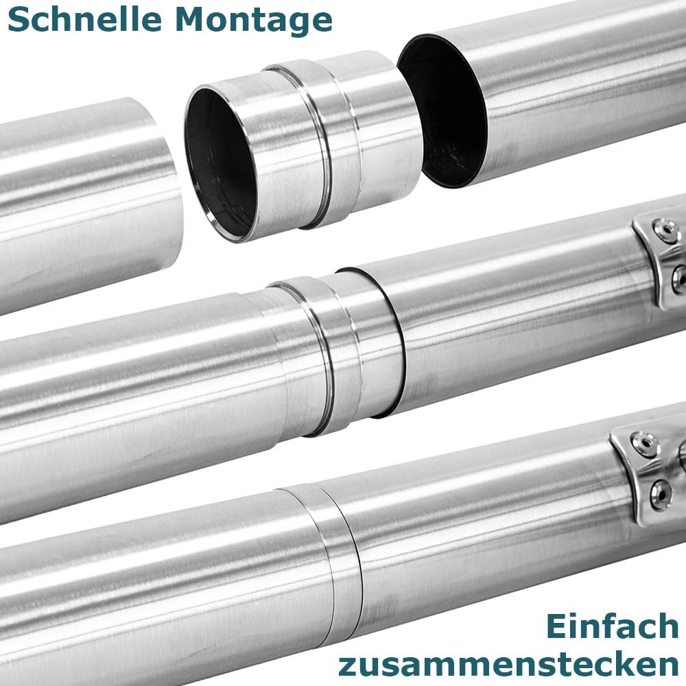 Connettore Acciaio Inox Connettore Per Tubi In Acciaio Inox V2A - 42,4x2,0 Mm Con Barra Centrale, Per Installazioni Sicure Connettori Per Ringhiere - Foto 11