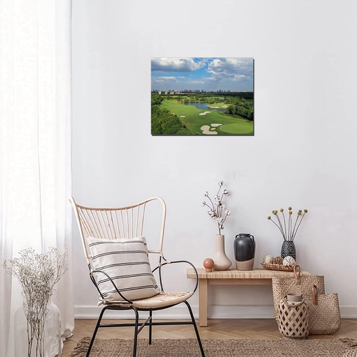 QBQT Golf Course Wall Art Living Room Pebble Nature Landscape Picture Office Home Decor Sports Golf Picture Canvas Print for Gym College Bedroom Wall Decor Frame 20x28inch