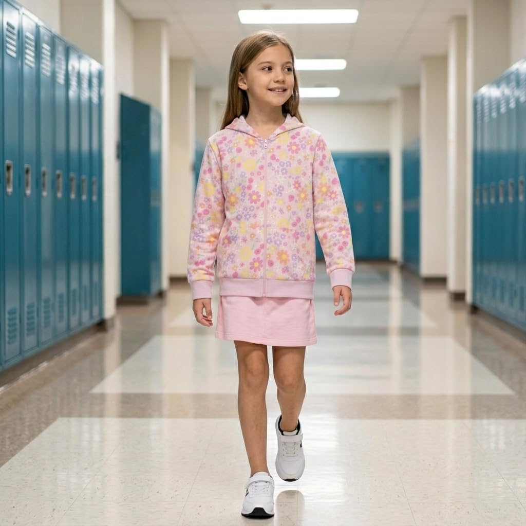 Pink Angel Little & Big Girls Zip Up Hoodie, Kids Full Zipper Hooded Fashion Sweatshirt image 3