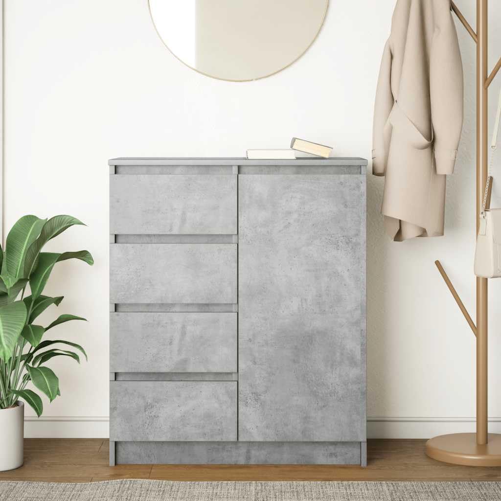 Credenza con 4 cassetti, grigio cemento, 71 x 35 x 84 cm