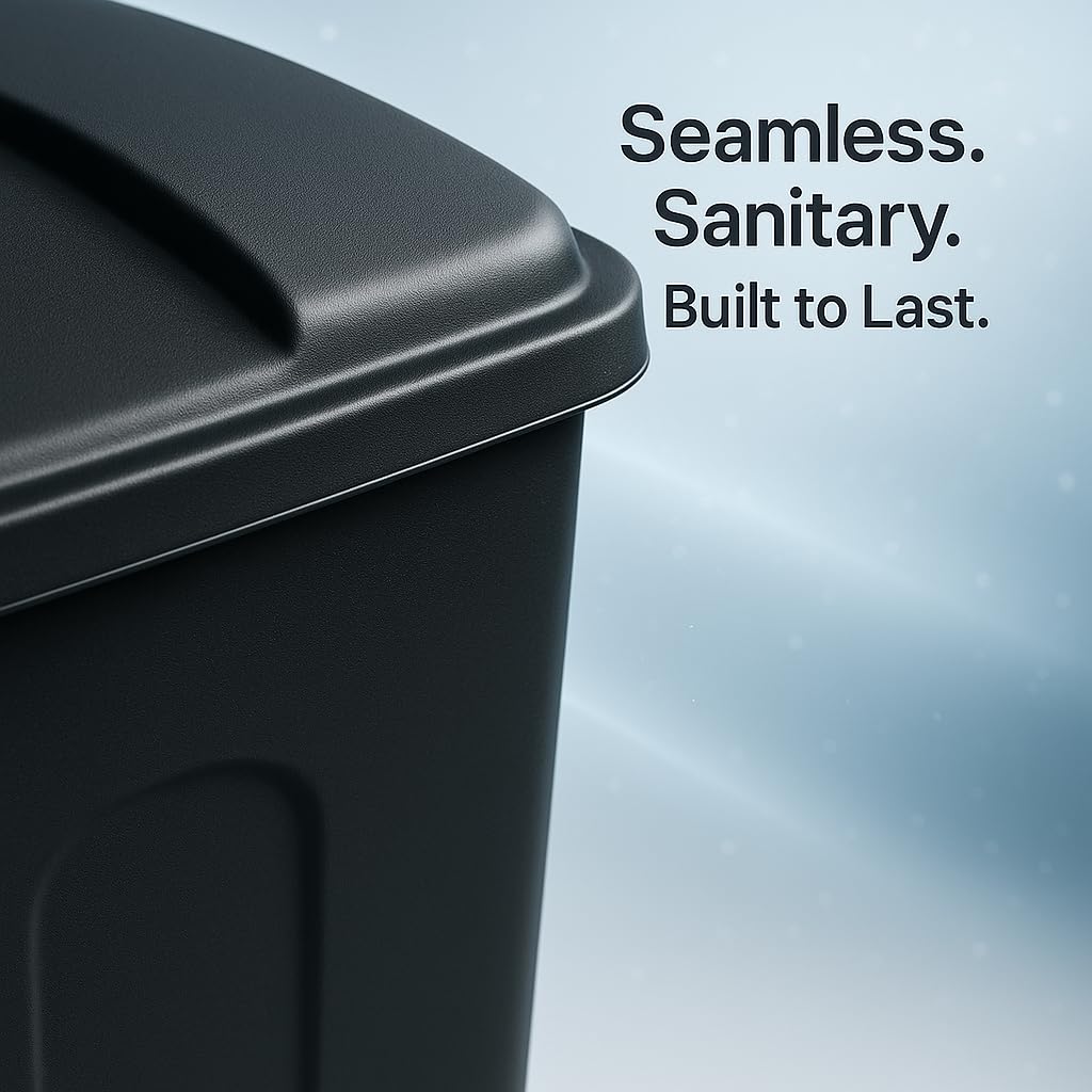 Step-On Trash Can with Lid – Hands-Free Garbage Bin with Foot Pedal – Durable Plastic Waste Container for Kitchen, Bathroom, Office & Commercial Use – Easy Clean, Modern Design (Black, 4 Gallon)