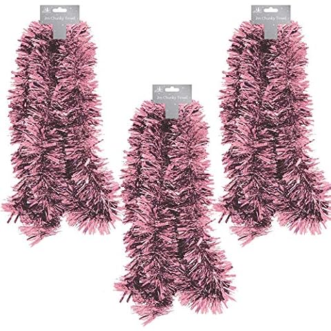 Widdle Wonderland Christmas Tree Room Decoration 6 Metre Pink Tinsel - 3 x 2m lengths Cover