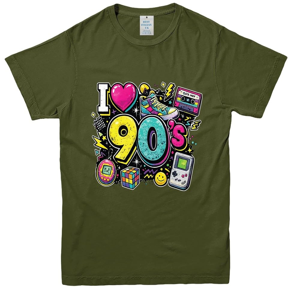 T Shirts Women Retro 90s Theme Party T-Shirt 90s Fancy Dress Costume Tops Khaki