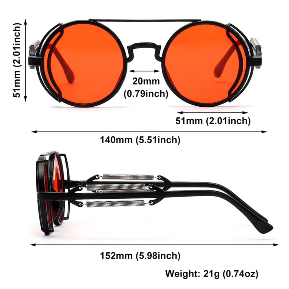Gafas de sol clásicas vintage redondas estilo punk con protección UV400. Gafas de sol para mujer.