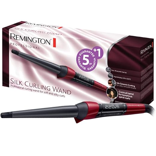 Remington Rizador de Pelo Silk, Cerámica Sedosa, Ondulador de Pelo con Barril de 13 a 25 mm, Crea Rizos Suaves y Sueltos, Temperatura hasta 220°C, Digital, Punta Fría, Calentamiento 30s, CI96W1
