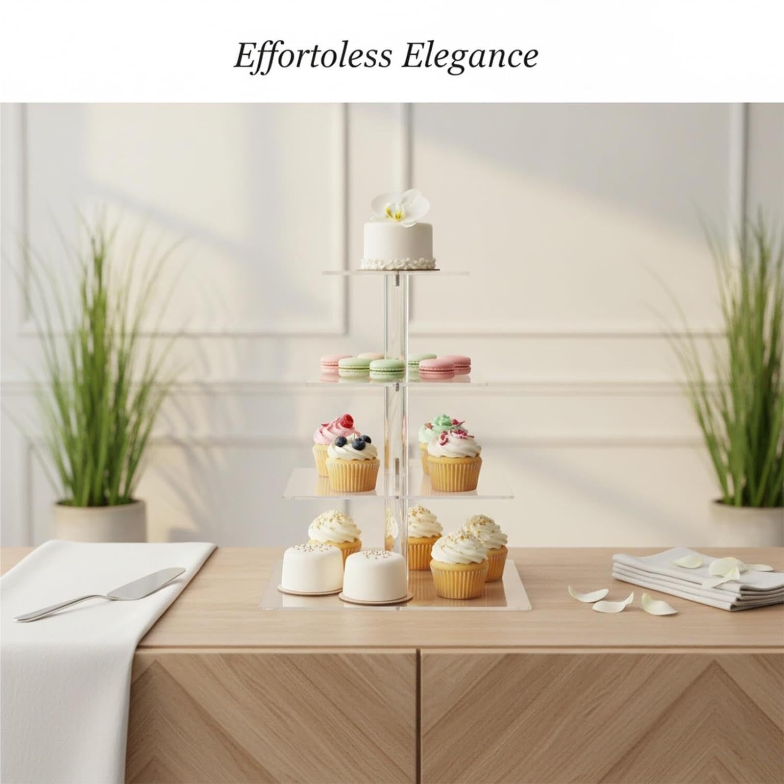 Soporte cuadrado de acrílico transparente for cupcakes y postres