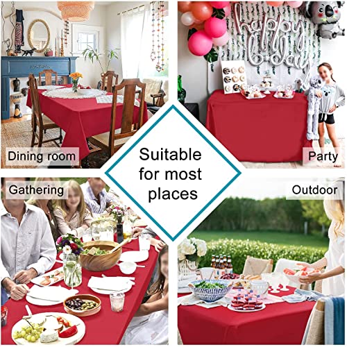 Image of HB MSALA Microfiber Satin Dining Table Cover - Plain, Smooth & Durable Tablecloth | Red Color | 4 Seater | 40 Inch x 150 cm