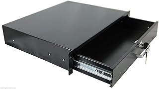 RAISING ELECTRONICS Drawer Server Cabinet Case 19 Inch Locking Rack Mount DJ Lockable Deep Drawer with Key (2U)