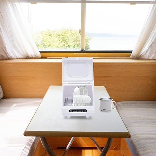 Miniatura 4 de Lavaplatos portátil de encimera, 5 programas de lavado, mini lavavajillas, brazos de pulverización de 360° y limpieza de alta temperatura de 161.6
